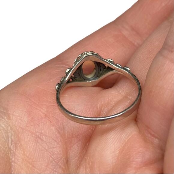 Ethiopian Fire Opal Ring Size 8.5 Solid 925 Sterling Silver Boho Oval Stone - Picture 7 of 9